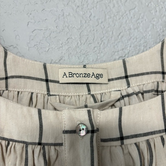 A Bronze‎ Age Bonjour Linen Grid Dress Size XS - Picture 10 of 10